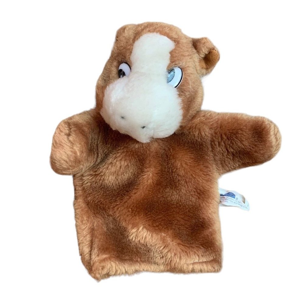 Brown Horse Hand Puppet Plush Stuffed Animal White Mane Vintage? Plastic Eyes